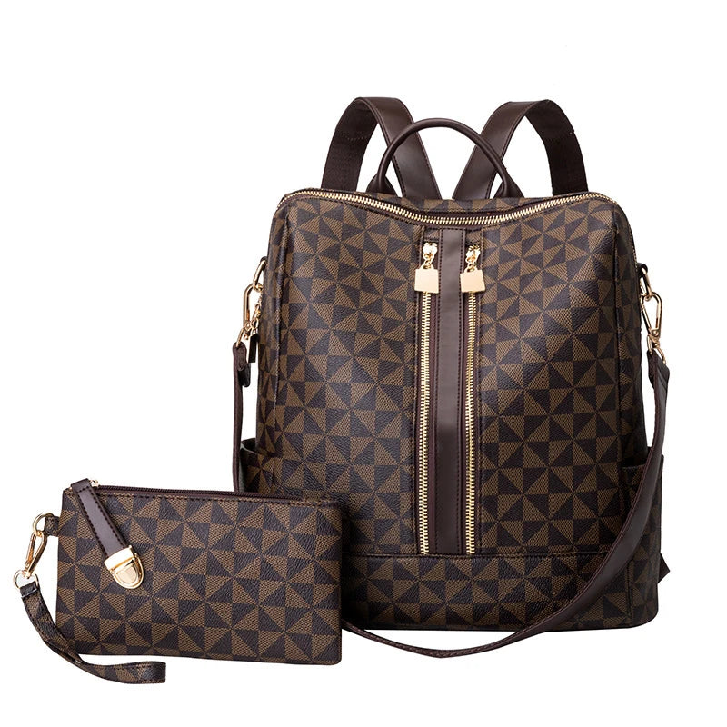 2pcs Backpack And Handbag Set, For Women, Waterproof Double Shoulder Crossbody Bag, Women's Travel Send Co