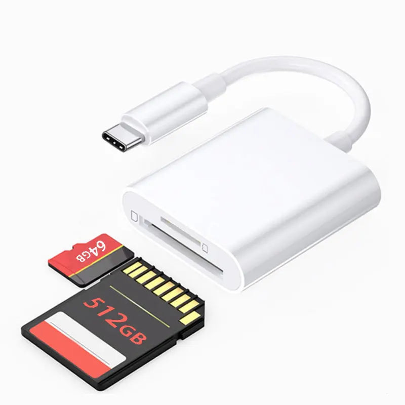 2 in 1 USB-C Card Reader, USB C To SD Card OTG SD/TF Memory Converter for Ipad Pro, for Macbook & Other Tablets