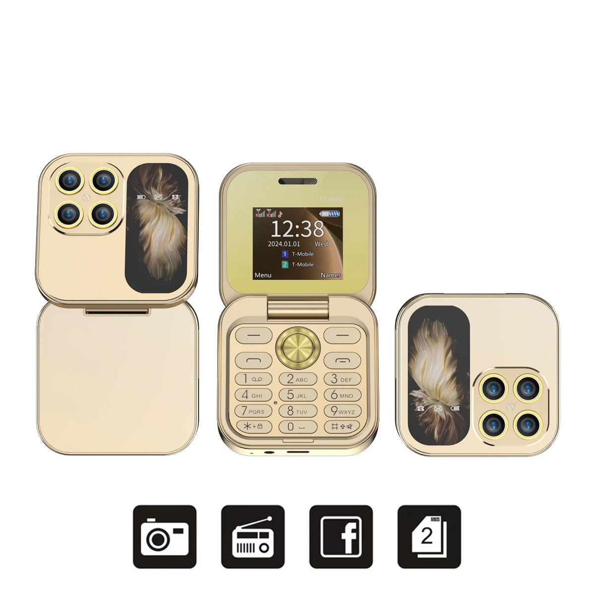 2025 Hot Sale SERVO I17Mini 2G Small Flip Mobile Phone 2 SIM Speed Dial Magic Vioce MP3 Flashlight Mini Fold Cellphone FM Radio