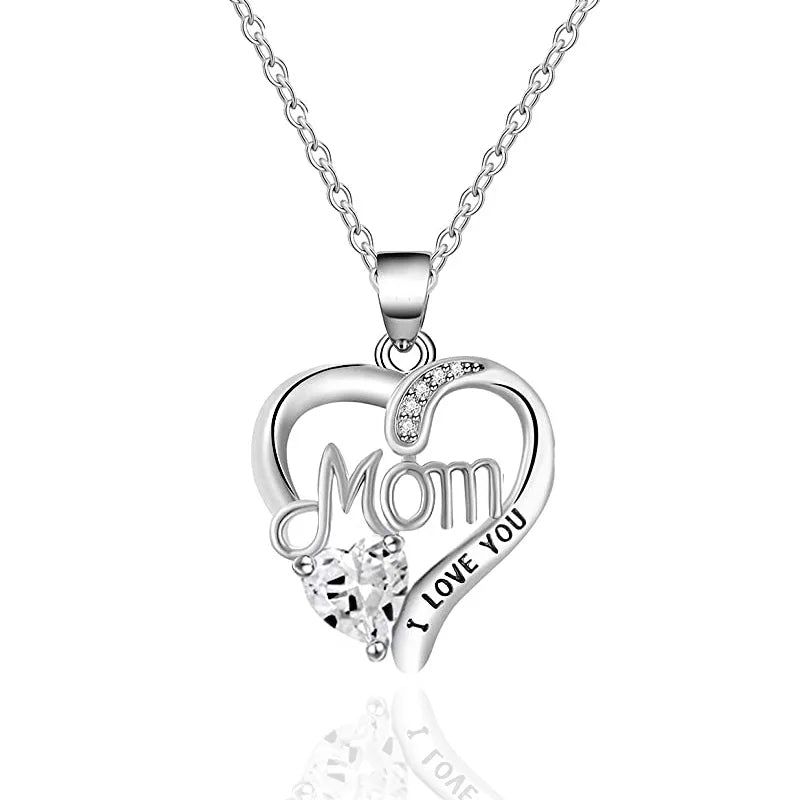 Huitan Silver Color Heart Pendant Necklace Female Anniversary Party Bright Zirconia Accessories Delicate Mom's Day Gift Jewelry