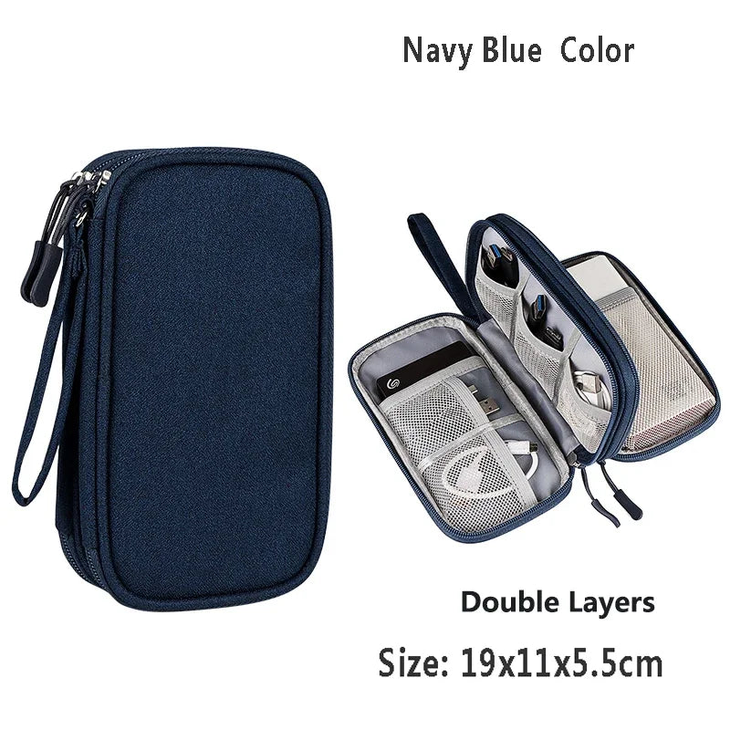 Home Office Cable Organizer Bag, Portable Travel Digital Storage Case for USB Charger Headset