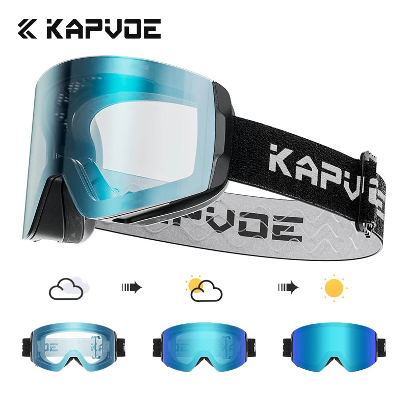 KAPVOE Outdoor Ski Goggles Men Snowboard Glasses Women Winter Snow Sunglasses UV400 Magnetic Attraction Anti-Fog Skiing Goggles