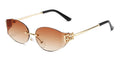 Rimless Oval Sunglasses Women UV400 Oversized Gradient Black Lenses Metal Frame Punk Decorative Glasses Men Goggles Female