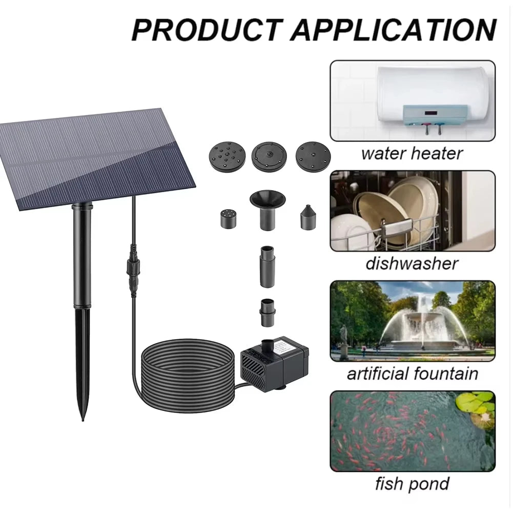Solar Powered 5W 5V Water Fountain Pump Kit with Solar Panel Stake Energy Saving Watering System Garden Decoration for Fish Tank