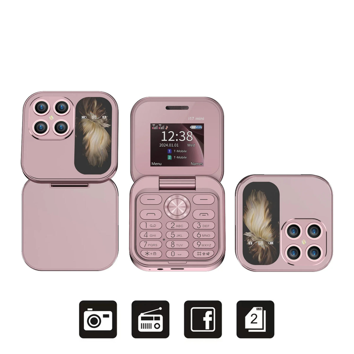 2025 Hot Sale SERVO I17Mini 2G Small Flip Mobile Phone 2 SIM Speed Dial Magic Vioce MP3 Flashlight Mini Fold Cellphone FM Radio