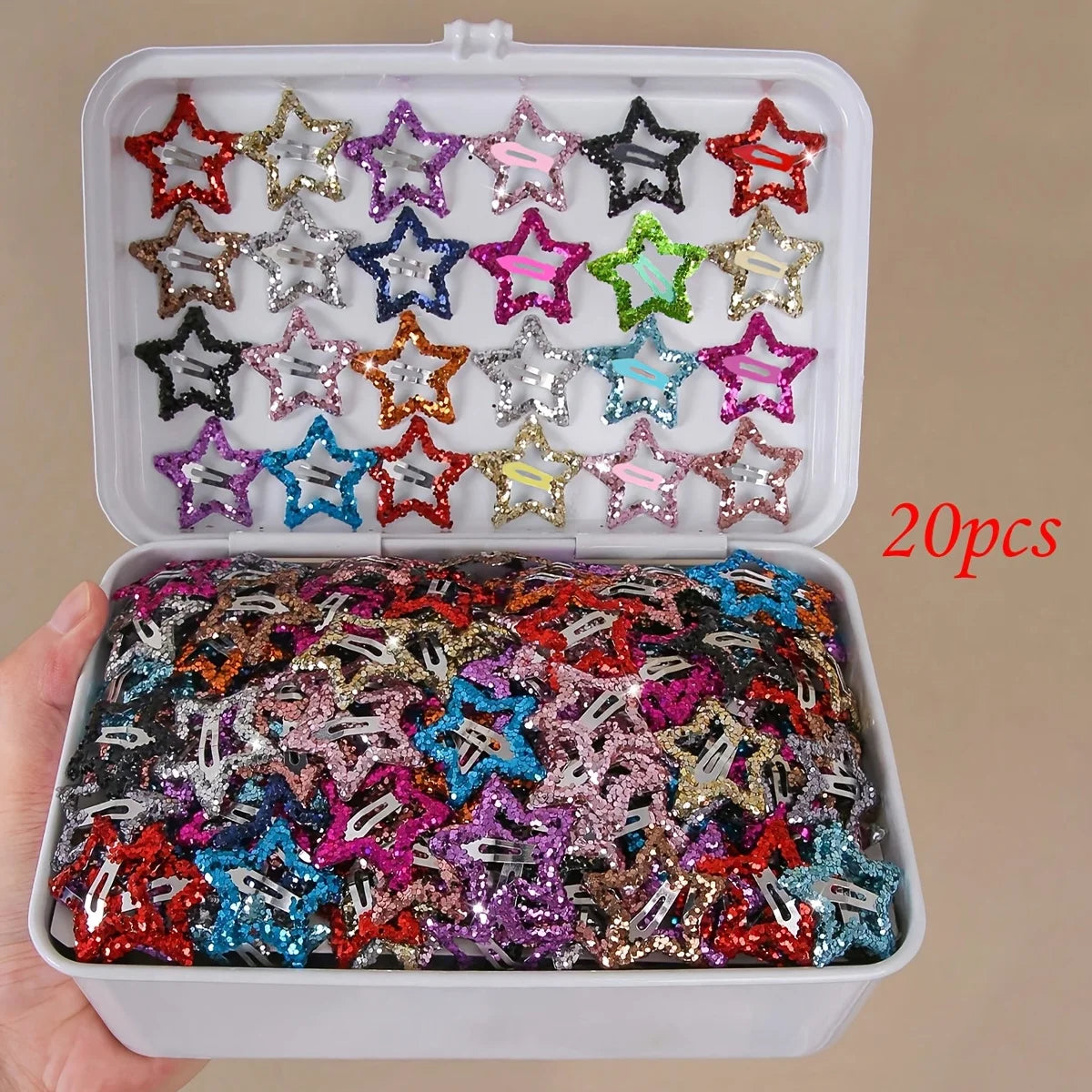 20Pcs Hollowed Star Hair Clips Colorful  Sequins Star Snap Hairpins Sweet Headpiece Hair Barrettes Hair Accessories for Girls