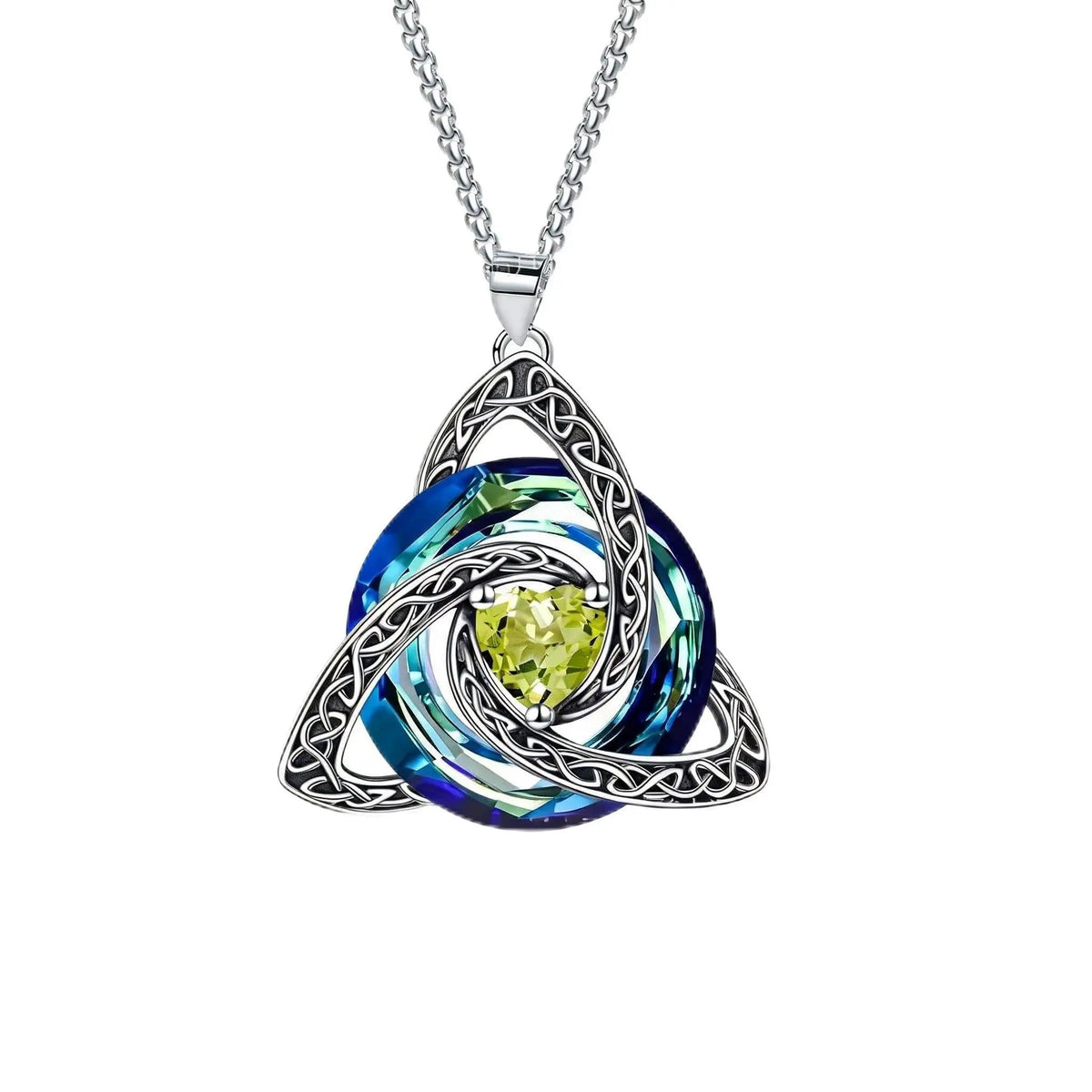 12 Birthstone Celtic knot Necklace Colorful Crystal Trinity Knot Triquetra Pendant for Women Irish Jewelry