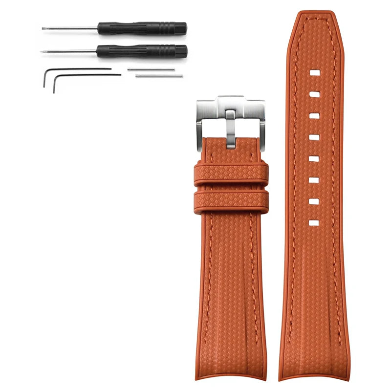 Rubber Silicone Watch Band for Swatch X Blancpain GREEN ABYSS Curved End Waterproof Sport Woven Pattern Strap Bracelet 22mm
