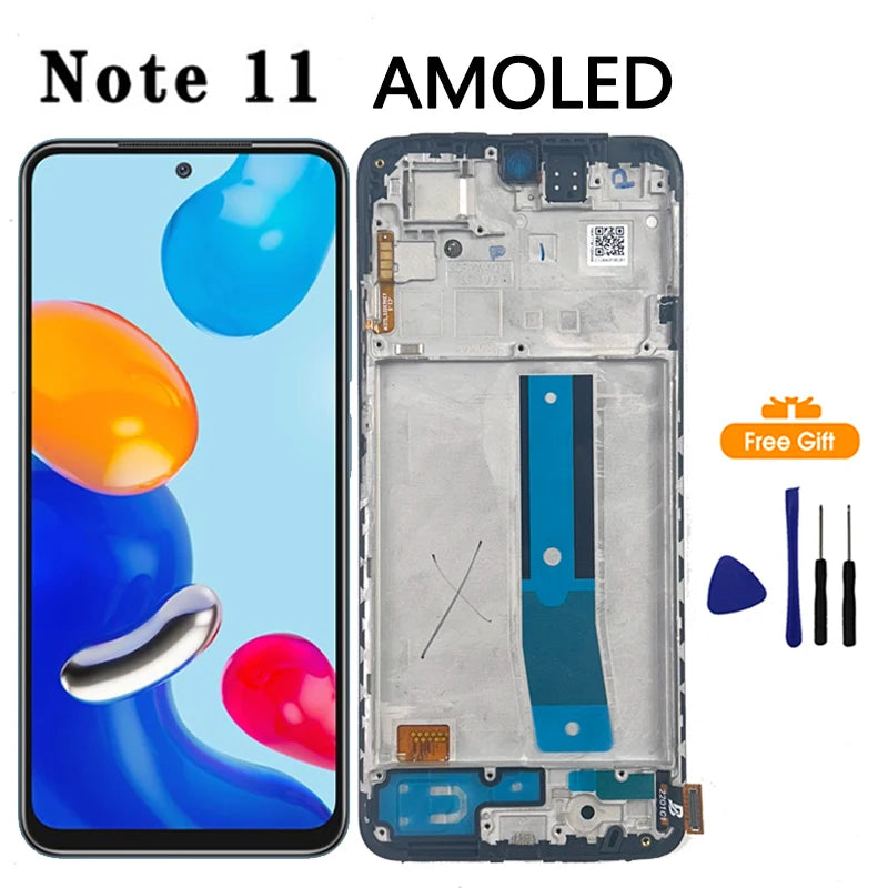 New AMOLED Display For Xiaomi Redmi Note 11 11S Touch Screen Digitizer Assembly For Redmi Note 11S 2201117SG Display Replacement