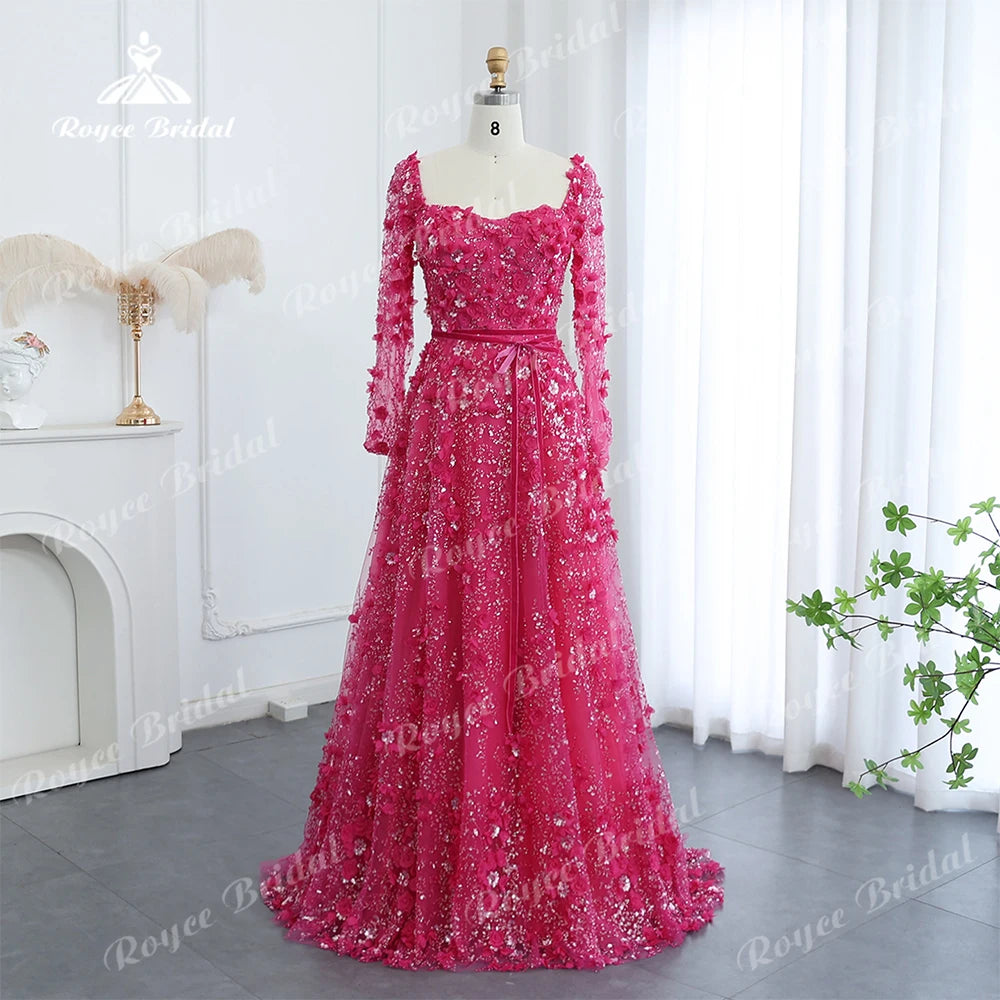 Pastrol Square Collar  A Line Prom Dress 2026 Lace Applique Floral Embellished Gown birthday فساتين سهرة Customized
