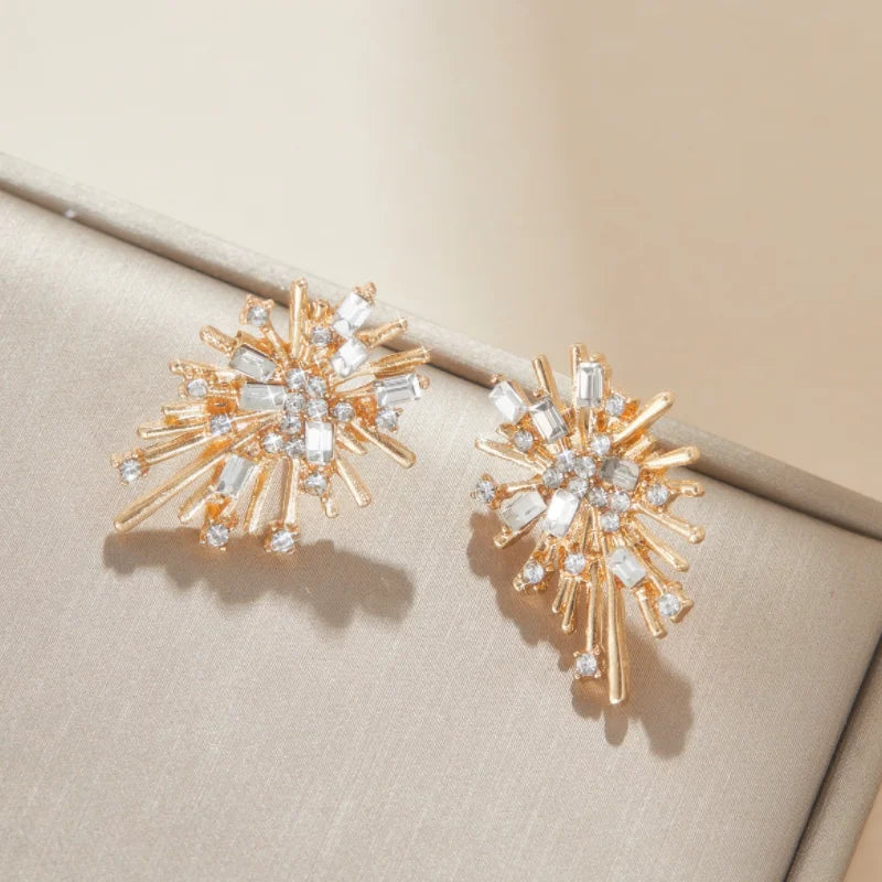 Rock Hip Hop Iced Out Stud Earrings for Women Men Male Ice Studded Zircon Silver Color Piercing Ear Accessories Trend Jewelry