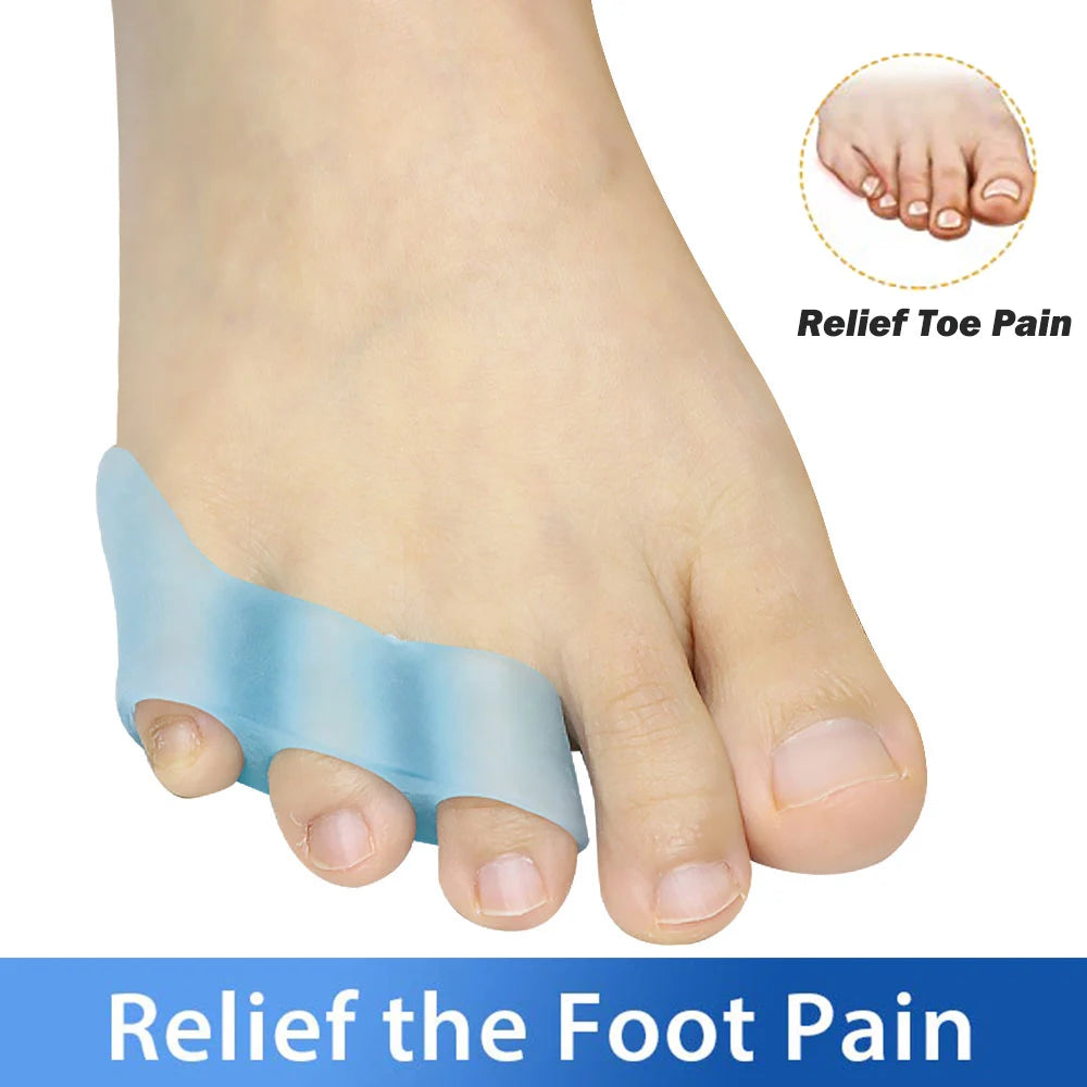 Pexmen 2/4Pcs Soft Gel Toe Separator Pinky Toe Straightener Little Toe Separator for Curled and Overlapping Toe Foot Care Tool