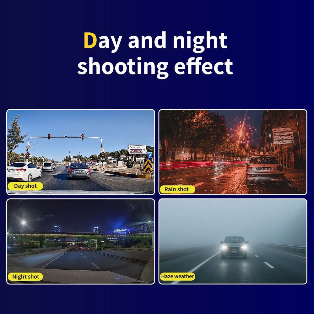 HD 1080P Car DVR Dash Cam with 3 Lens Wide Angle Night Vision G-Sensor Loop Recording for Front Inside and Rear Vehicle Camera