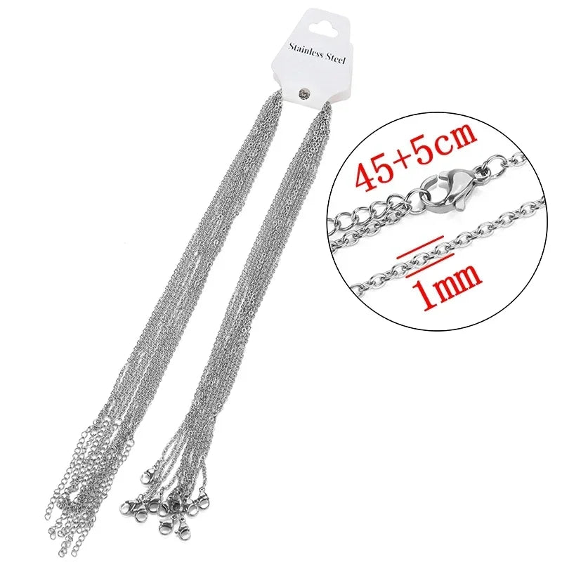 10pcs/lot 45+5cm 45cm 50cm Stainless Steel Adjustable Link Chain Necklace Women Gold Color Fashion chokers Jewelry Wholesale