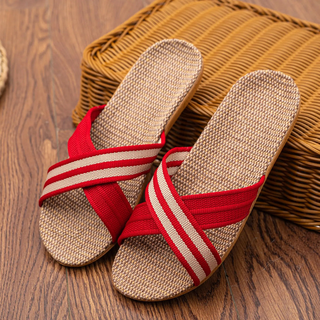 Plus Size Women'S Slippers Flat Sandals Linen Lightweight Casual Summer Slippers Women For Home Free Shipping