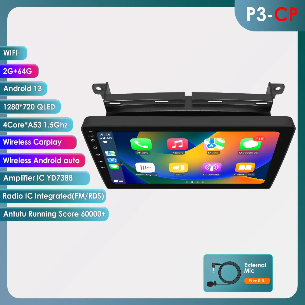 Hizpo 9 inch Wireless CarPlay Android Auto Car Radio for Fiat 500 2016 2017 2018 2019 Multimedia Wireless Apple CarPlay Smart Intelligent Systems IPS Touch Screen Stereo Video Player 2 Din Autoradio Head Unit Navigation BT GP