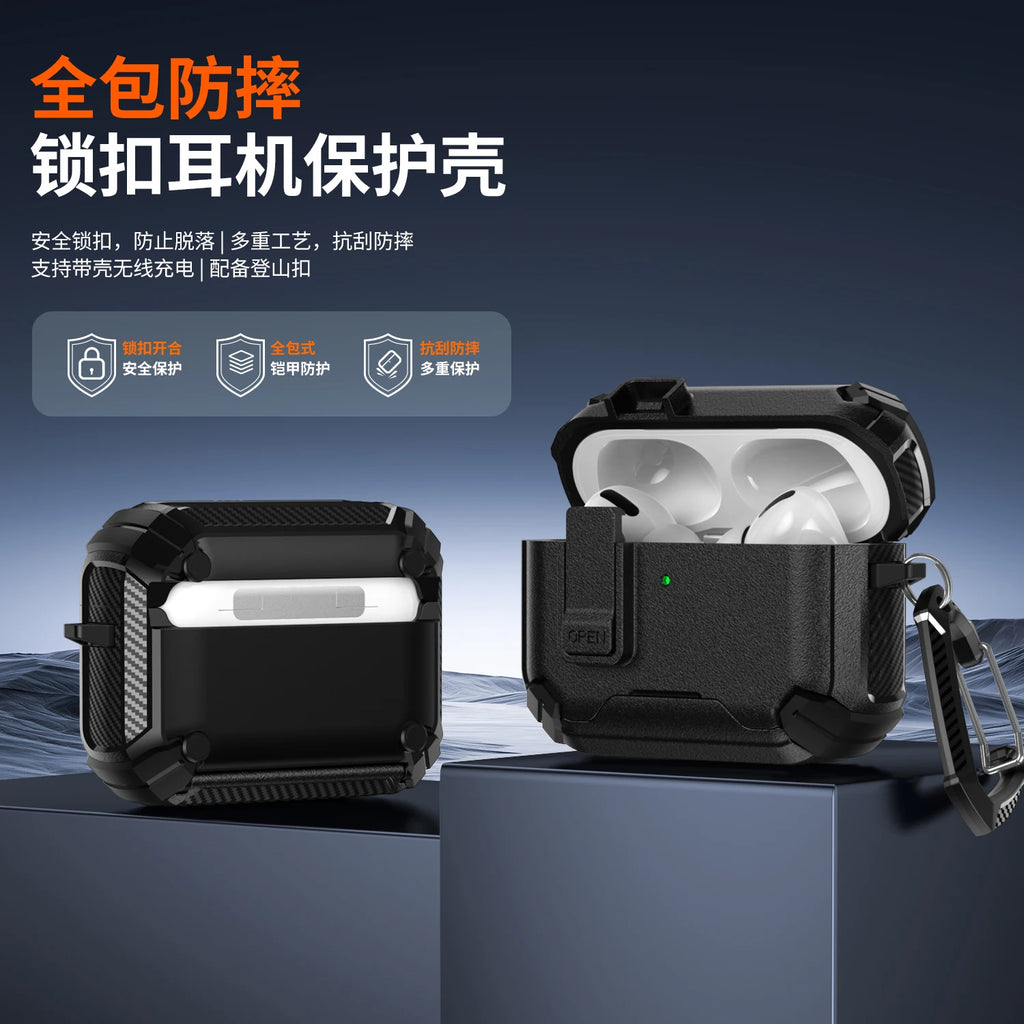 New Security Lock Case For AirPods Pro 3 Pro2 Pro 4 Cover TPU PC Phone Stand Design Protective Cases Fundas Earphone Accessories