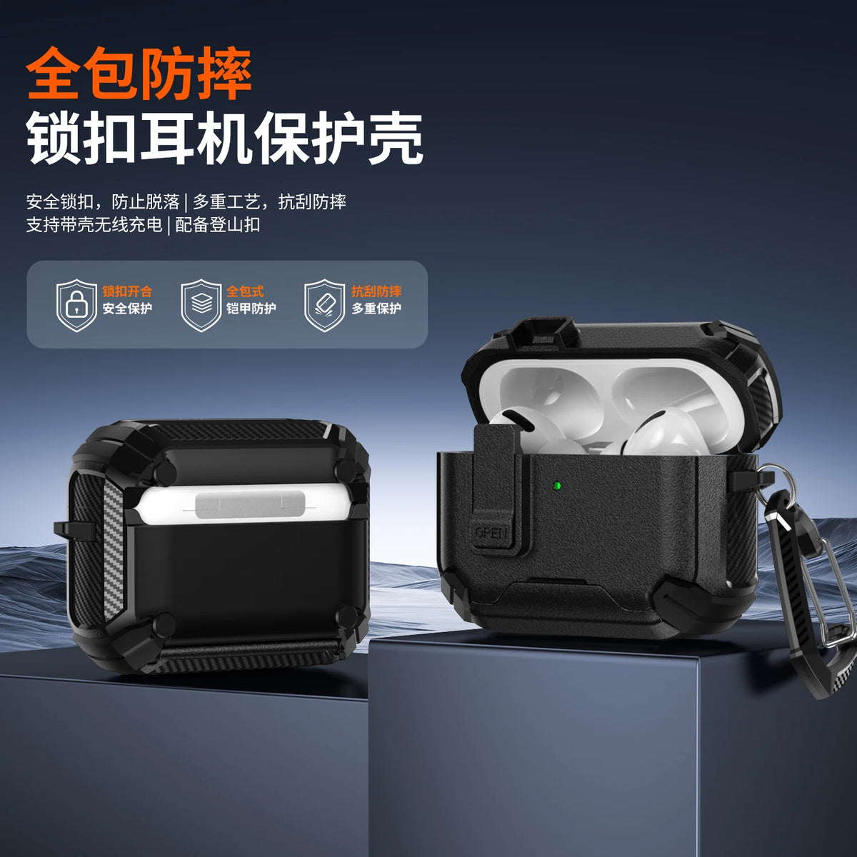 New Security Lock Case For AirPods Pro 3 Pro2 Pro 4 Cover TPU PC Phone Stand Design Protective Cases Fundas Earphone Accessories