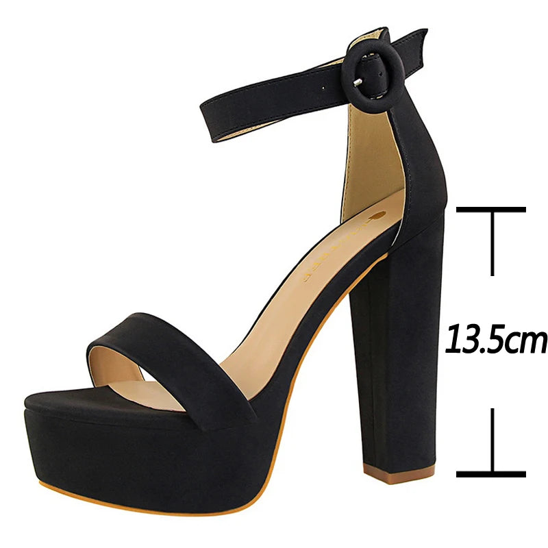 BIGTREE Elegant Sandals Women High Heels Pumps Super High Heel 13.5 Cm Sexy Women's Banquet Shoes Platform Heeled Sandals Summer