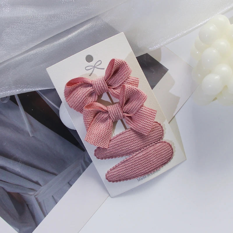 3/4/10Pcs Hot Sale Candy Color Hair Bows Clip Girls Double Layered Bow Cute Kid Bangs Hair Pin Cotton Safe Baby Hair Accessories