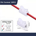 50Pcs Quick Wire Connectors 1P 2P No Soldering Required Spring Clamp Cable Terminals Screwless Terminal Block for Electronics