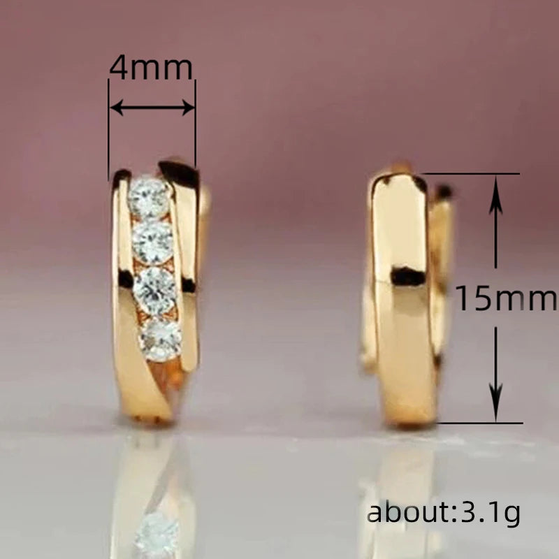 Huitan Gold Color Hoop Earrings for Women Daily Wear Statement Ear Circle Earrings Low-key Temperament Versatile Female Jewelry