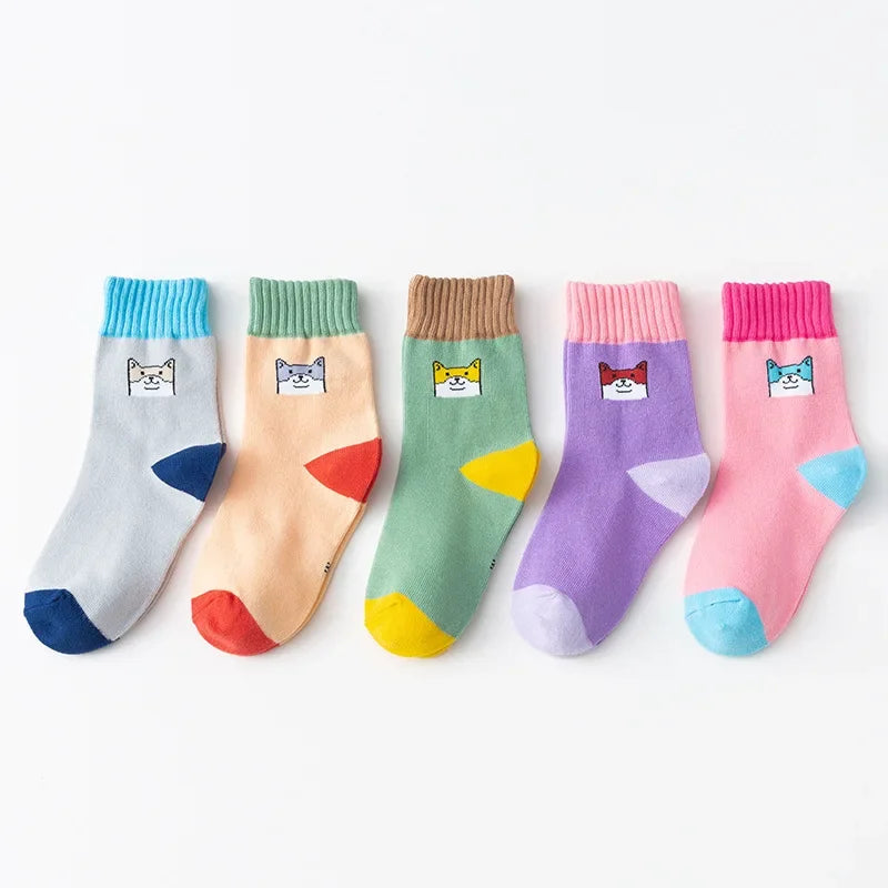 5Pairs Baby Socks Newborn Baby Boy Cute Short Sock 0-1-3-10Y Kids Cotton Toddler Cartoon Soft Children's Sports Socks for Girls