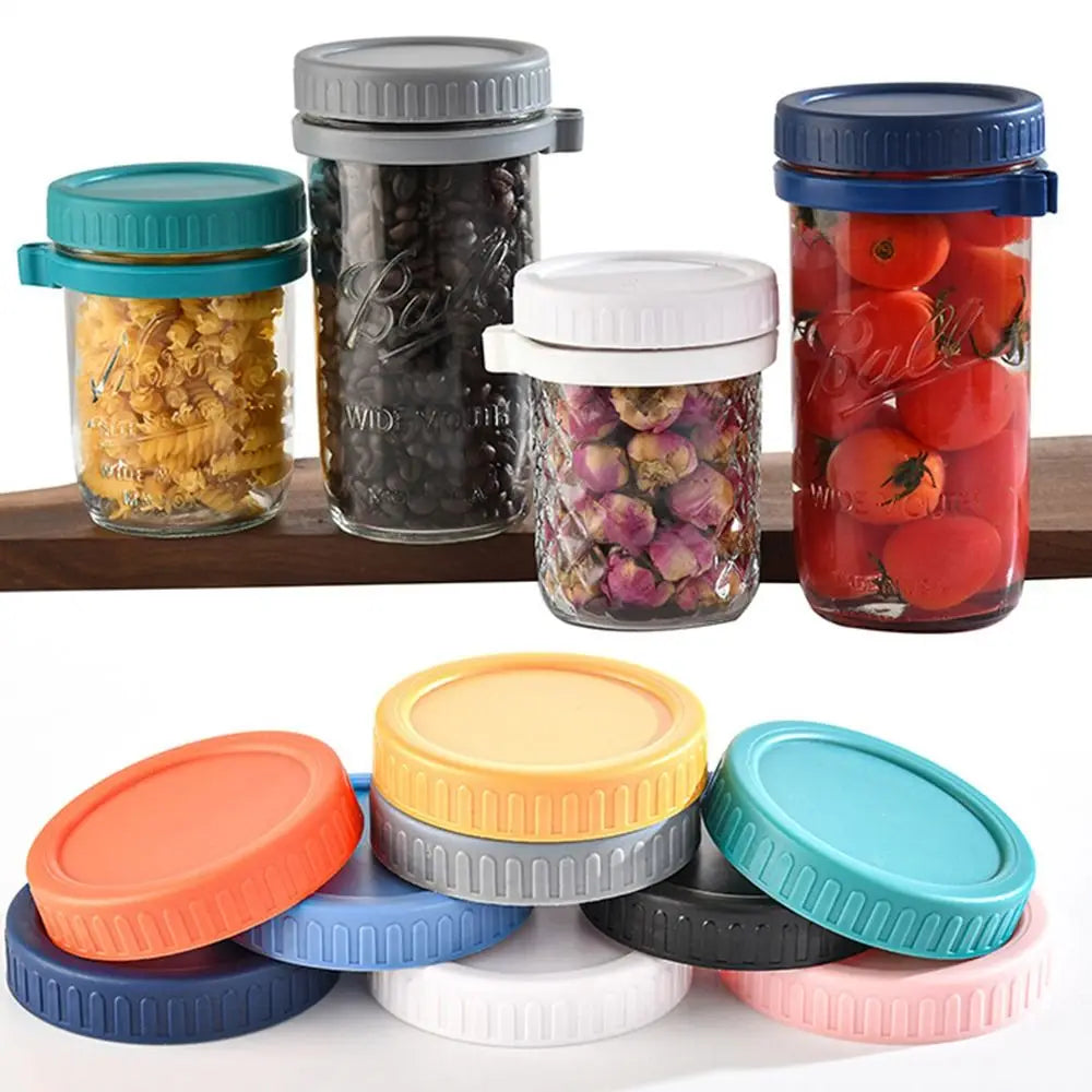 70/86mm Mason Jar Lids Leak Proof Seal Silicone O Plastic Screw Lid Universal Storage Cover For Wide Mouth Mug Cannings