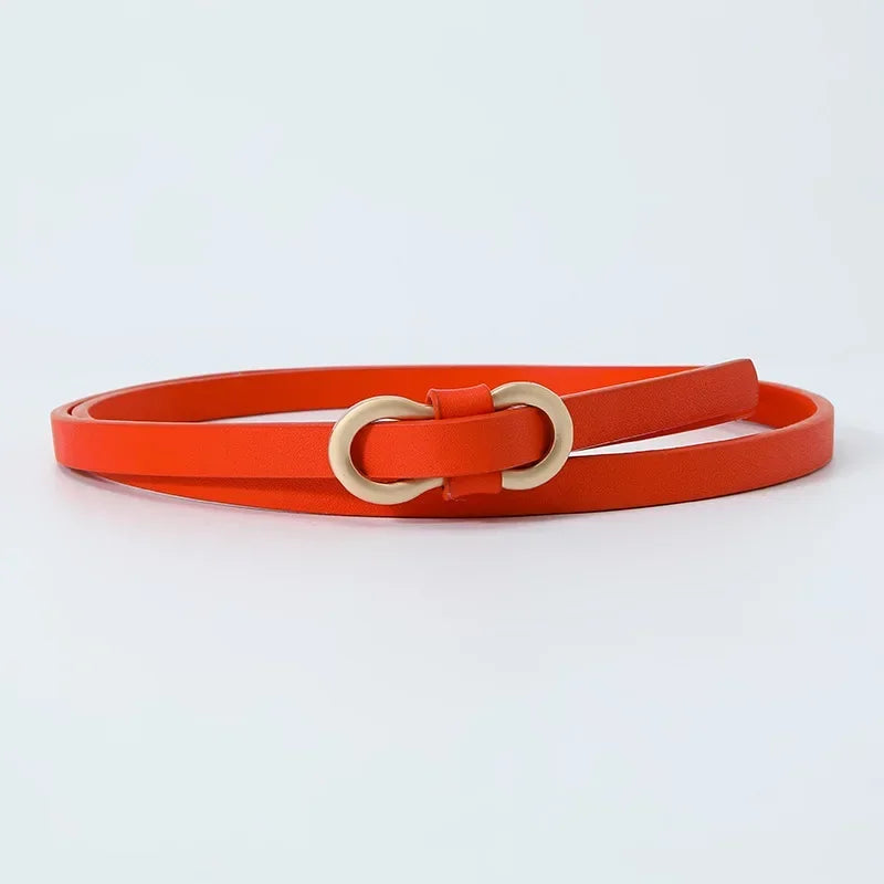 Metal Buckle PU Leather Knotted Belt Long Thin Adjustable Waist Belts Women Female Dress Coat Suit Decoration Straps