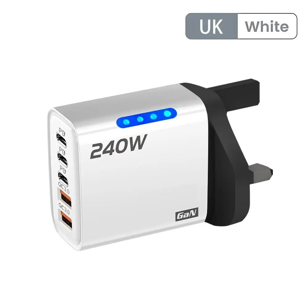 USB Type C 240W GaN Charger Fast Charging PD Quick Charger 3.0 Wall Adapter EU/US Charging Plug For iPhone Xiaomi Samsung Huawei