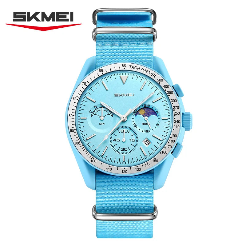 SKMEI 9392 Quartz Chronograph Watches Men Women Date 30M Waterproof Sport Wristwatch Fashion Nylon Strap Watch Gifts Reloj Mujer
