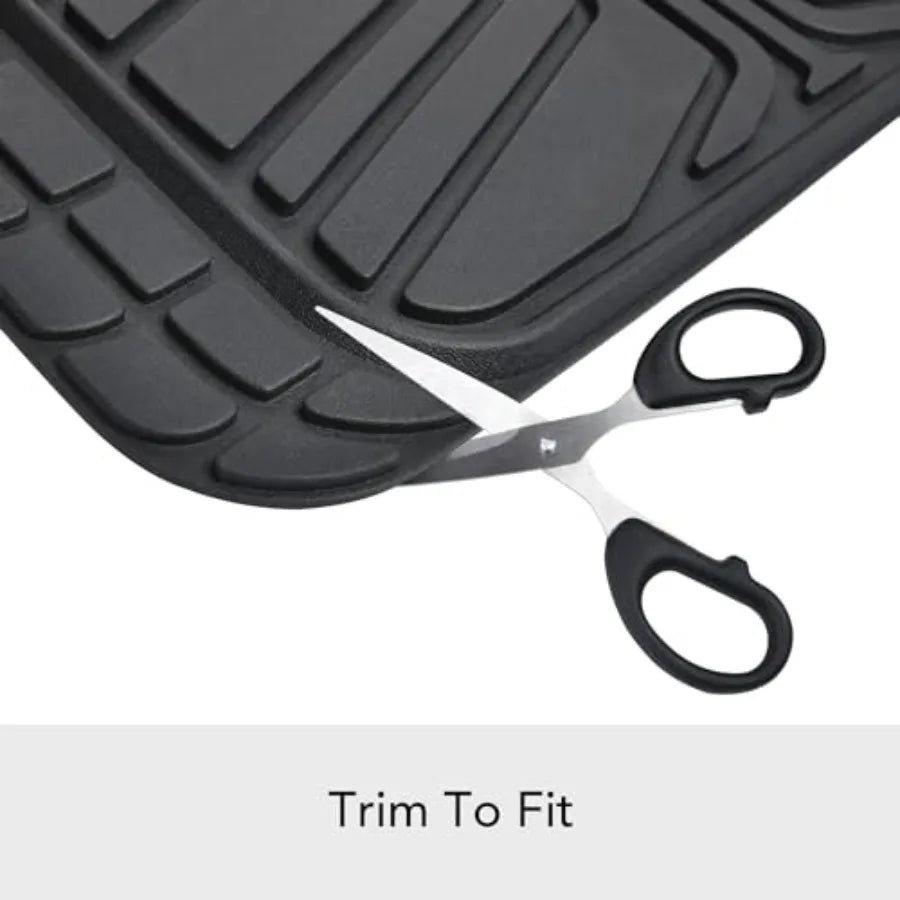 2-Piece Premium All-Season Anti-Slip Rubber Floor Mats for Cars, SUVs and Trucks, Universal Trim to Fit, Black