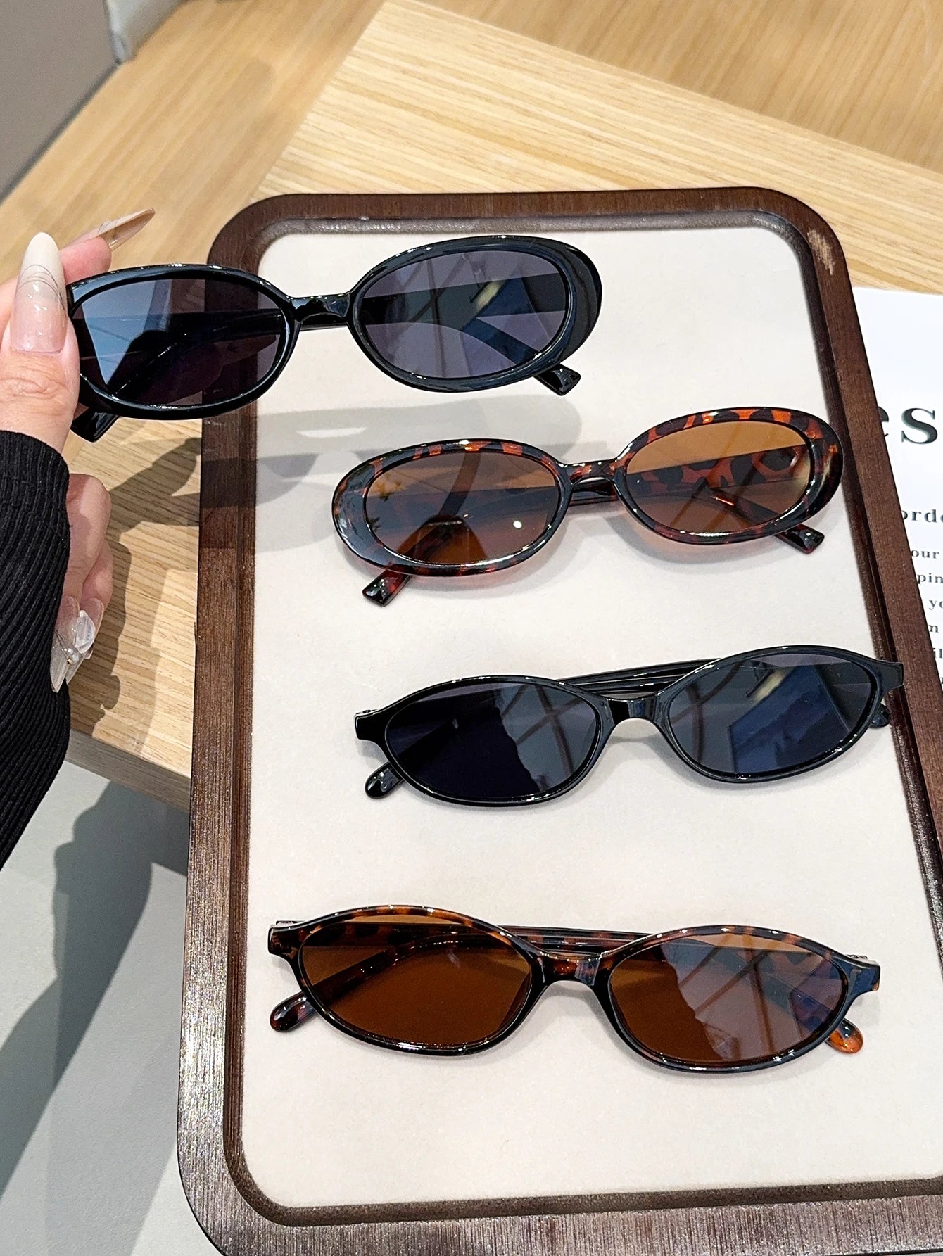 1PC/4Pcs Fashionable Mixed Glasses Set, Oval Glasses, Chic Black, Tortoise Shell Glasses, Suitable for Daily Wear