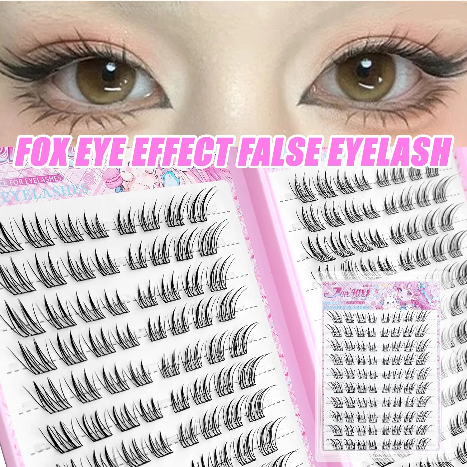 Fox Eye Glue-Free False Eyelashes Easy to Apply Beginner Friendly Natural Soft & Reusable for Daily Makeup