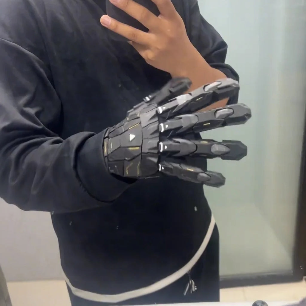 Gothic Techwear Exoskeleton Gloves 3D Printing Handmade Gluing Punk Mechanical Gloves Wearable Hand Armor Cosplay Props