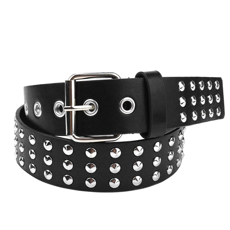 Z. Rivet Hollow Bullet Decoration Belt Fashion Leather Studded Goth Rock Wild Adjustable Women Punk Black Belt