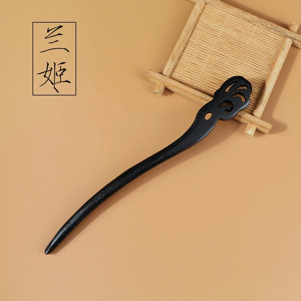 Chinese Royal Wooden Hair Clips Hair Stick Women Simple Carved Wood Hairpins Girl Exquisite Hair Style Accessories Headwear Gift