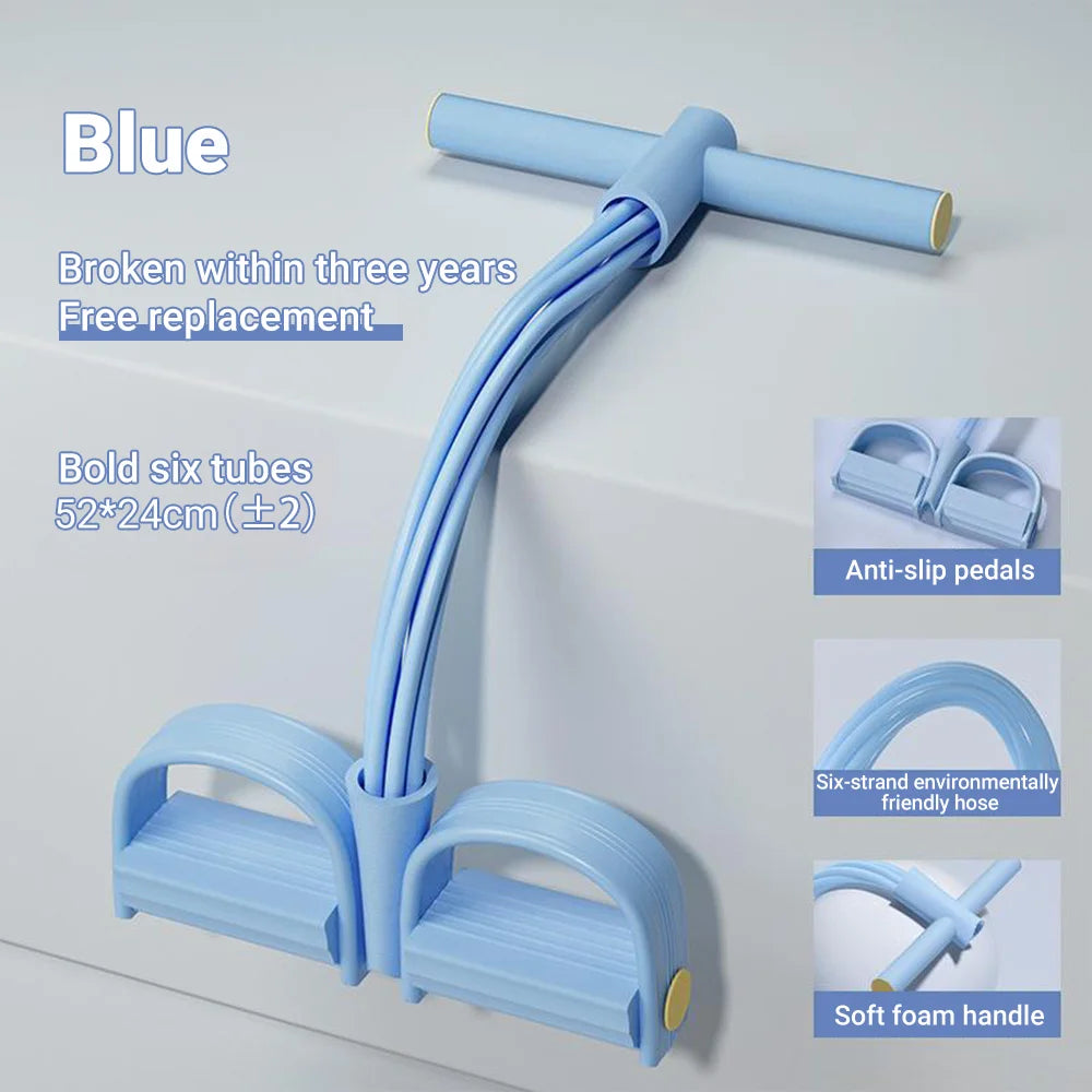 Multifunction Tension Rope, 6-Tube Elastic Yoga Pedal Puller Resistance Band, Natural Latex Tension Rope Fitness Equipment