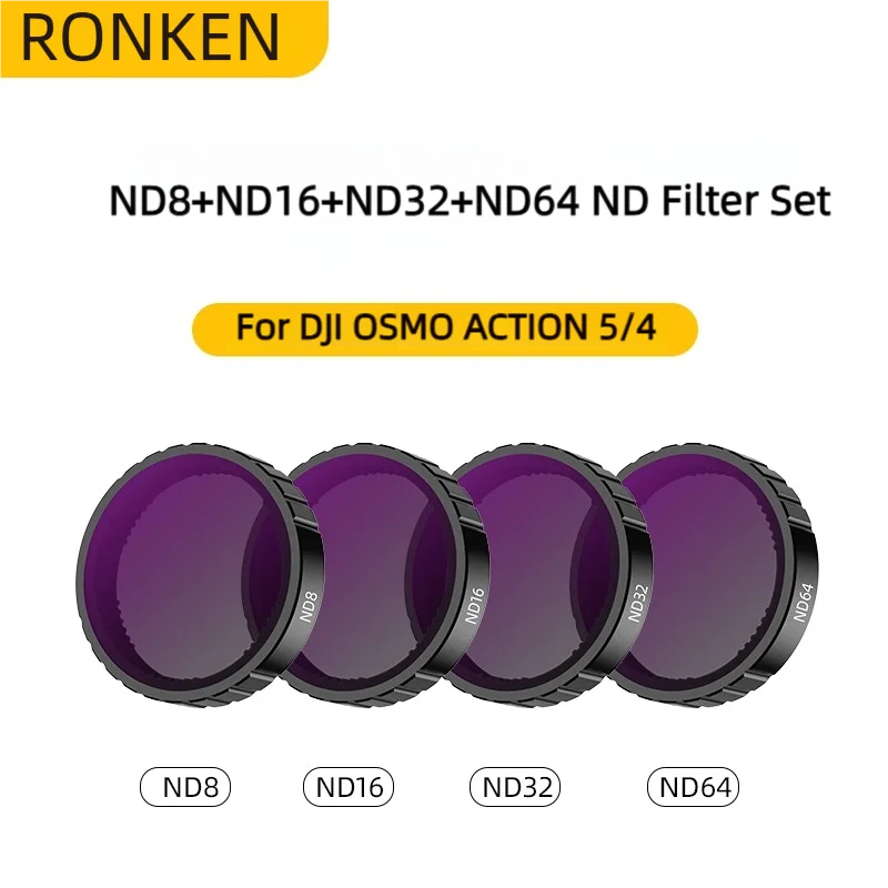 Ronkoen ND CPL Filter for DJI OSMO Action4/5Pro Action Camera Accessories CPL ND8 ND16 ND32 Lens Set Aluminium Alloy Frame