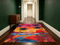 Large Area Rug Retro Contrasting Palm City Print Soft Velvet Living Room Bedroom Home Decor Area Rug
