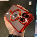 Luxury Transparent Wireless Charging Case For iPhone 15 14 13 12 11 16 17 18 Pro Max Plus Air Magnetic Silicone Cover