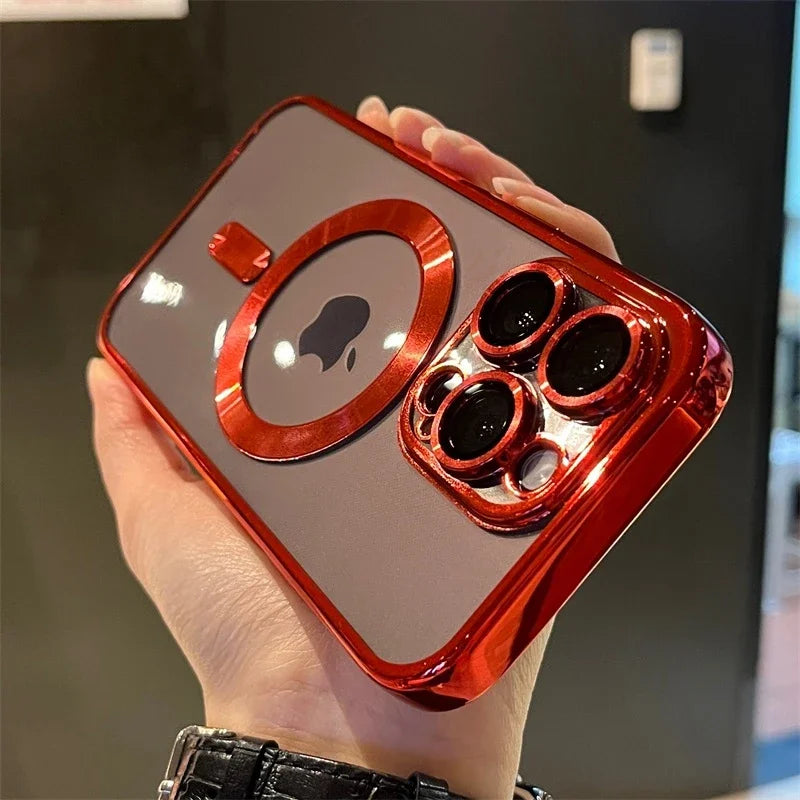Luxury Transparent Wireless Charging Case For iPhone 15 14 13 12 11 16 17 18 Pro Max Plus Air Magnetic Silicone Cover