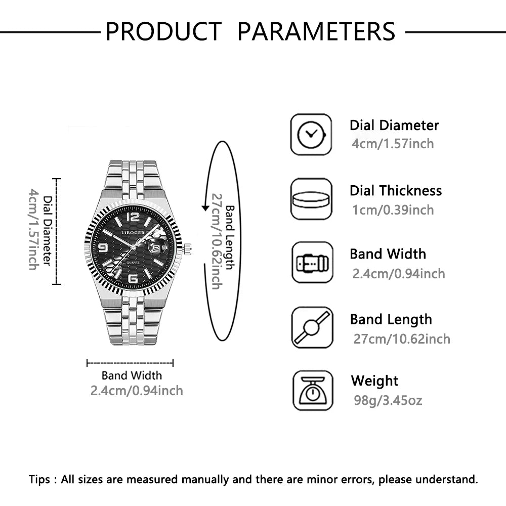 Men's Stylish Fashion Round Quartz Watch Wristwatch Set - Ideal for Daily Wear, Parties, Valentine's Day, Easter, Christmas, New