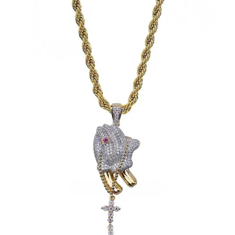 Men's Personality Is Cool, Ha's New Large Wing Pendant,  Copper Inlaid Zircon Fashionable Street Necklace Trend