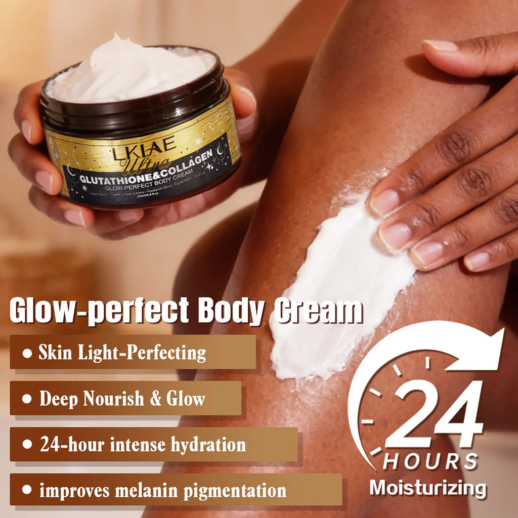 LKIAE Ultra Glutathione Collagen Skin Glowing Body Cream, 24-Hour Intense Hydration, Anti Hyperpigmentation, Brightening, 200ml