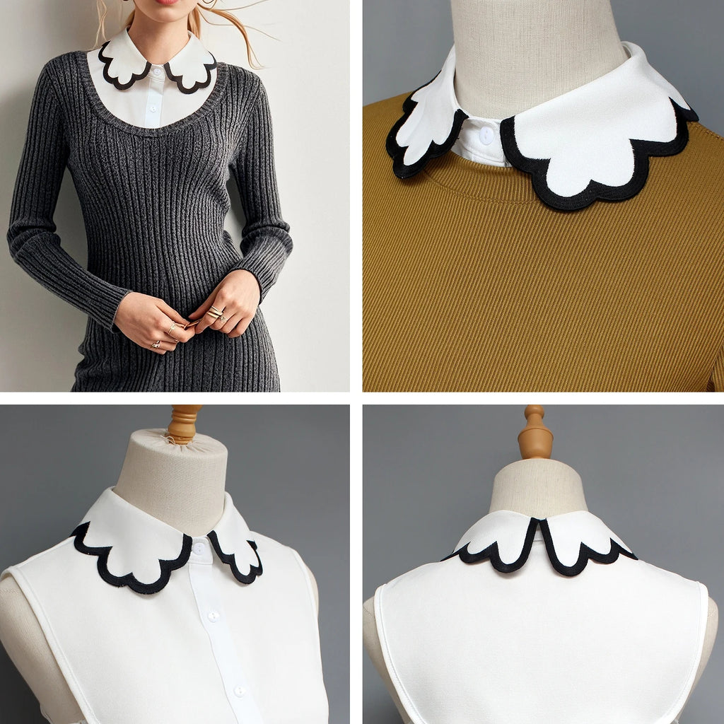 1 Piece of Decorative Fake Collar for Women, Versatile Fake Collar, Exquisite Shirt Fake Collar, Base Layer with Embroidery, Sui