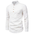 Men's solid color casual slim fitting standing collar long sleeved business shirt shirt