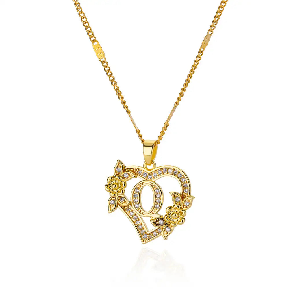 Heart Initial Letter Necklaces For Women Gold Color Stainless Steel Chain A-Z Alphabet Pendant Necklace Birthday Jewelry Gift