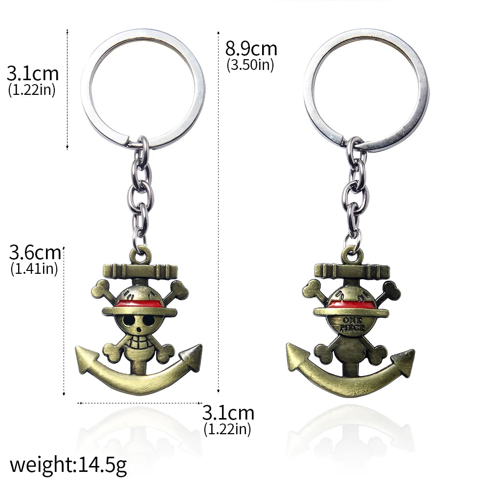 One Piece Luffy Straw Hat Keychain Rotatable Zoro Skull Metal Pendant Role-Playing Decorative Accessories Fan Jewelry Gift