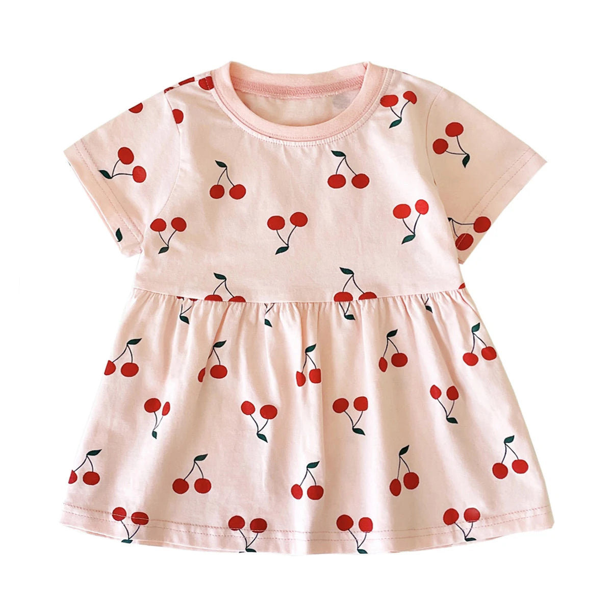 Sanlutoz Short Sleeve Summer Baby Dress Cute Pattern Casual Kids Girls Clothing Dress Cotton